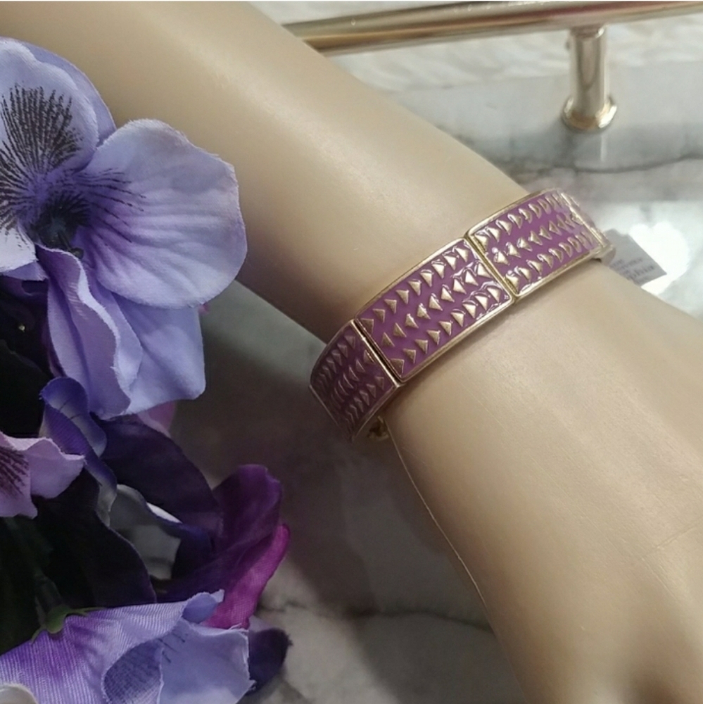 LIA SOPHIA Purple & Gold "Rhythmic" Stretch Bracelet NWT $54